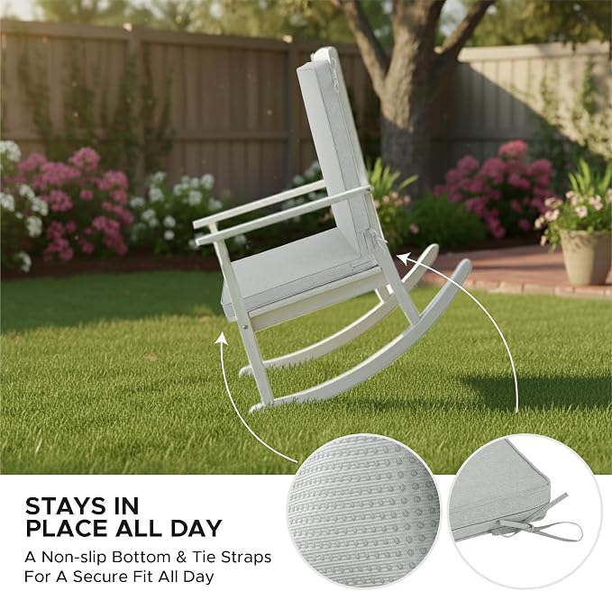 Outdoor Chair Cushions 20x20, Water-Resistant & Fade-Resistant, Patio Furniture Lawn Dining Chair Seat Replacement with High Back, Ties Zipper, Removable Cover, Set of 6, Light Grey