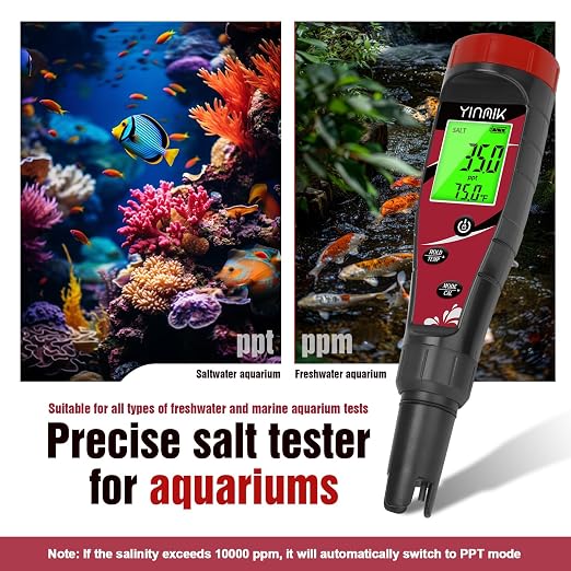 Pool Chlorine pH Meter Digital Salt pH Tester for Salt Water Pool Hydroponic pH Conductivity Meter YINMIK 7 in 1 pH Free Chlorine Salinity ORP EC TDS Temp Reader for Aquarium Drinking Water Koi Pond