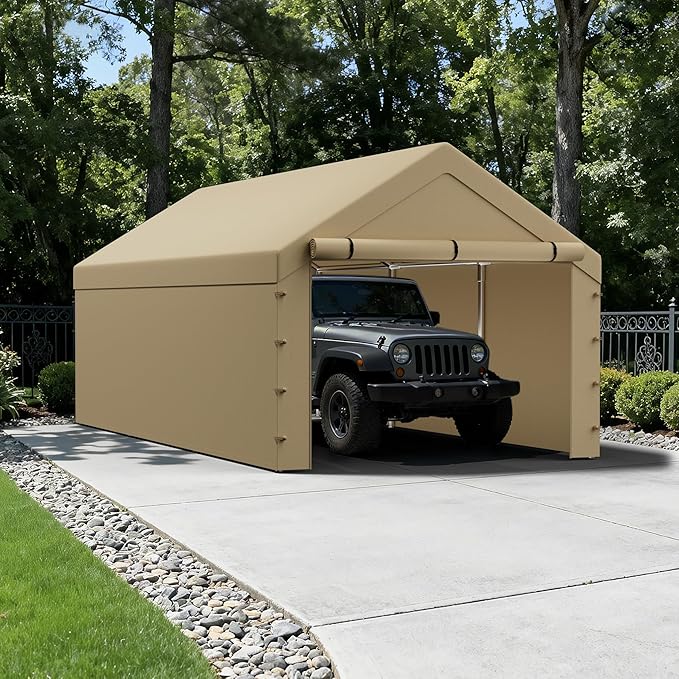 10 * 20 FT Carport Sidewall kit Panel Set of 4, 180G PE Waterproof & UV Protected Replacement Sidewall Cover, Beige