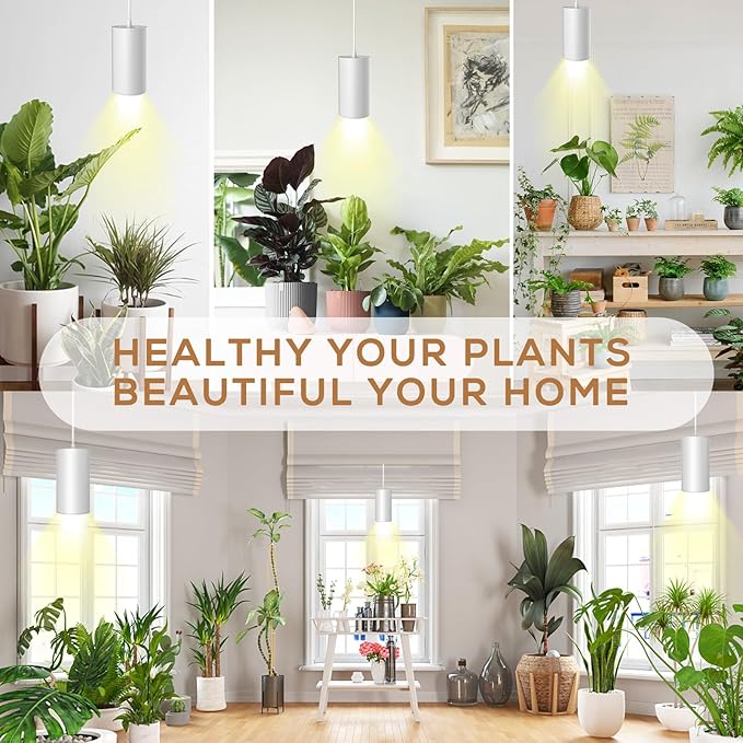 STERREN Pendant Grow Lights,30W Full Spectrum Plant Light with On/Off Switch, Auto Timer White Plug in Hanging Lights for Indoor Plants with 21 FT Height Adjustable Power Cord
