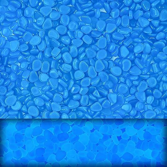 1800pcs Glow in the Dark Rocks for Outdoor Garden & Aquarium – Blue Luminous Stones for Landscaping, Pathway, Patio, Driveway, Walkway, Fish Tank, Plant Pots