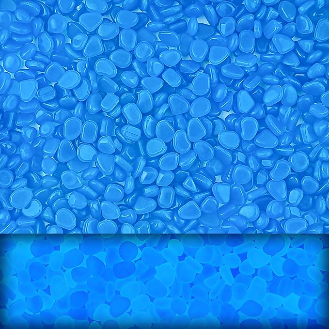 3600pcs Glow in the Dark Rocks for Outdoor Garden & Aquarium – Blue Luminous Stones for Landscaping, Pathway, Patio, Driveway, Walkway, Fish Tank, Plant Pots