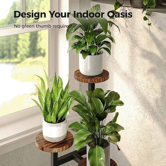 Bamworld Corner Plant Stand Indoor Metal Wood Plant Shelf Outdoor Tall Plant Stands Plant Tables Indoor Plant Rack 3 Tier Plant Stand Garden Accessories for Living Room Balcony Patio