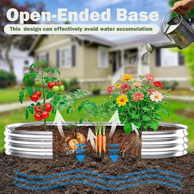 Galvanized Raised Garden Bed Outdoor, 8x4x1ft(2 Pack) Metal Heavy Duty Planter Boxes for Gardening, Easy Assemble Large Oval Plant Container Kit for Vegetable, Flower, Fruit, Silver