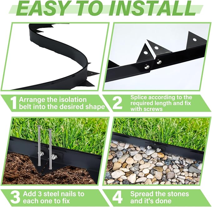 Pushglossy 5 Pcs 16.5 ft Metal Paver Edging with Spikes for Paver Projects 39.4" L x 1.2" H Black Bendable Metal Strips Yard Landscape Lawn Edging Border Pathway Divider for Lawn, Garden, Yard