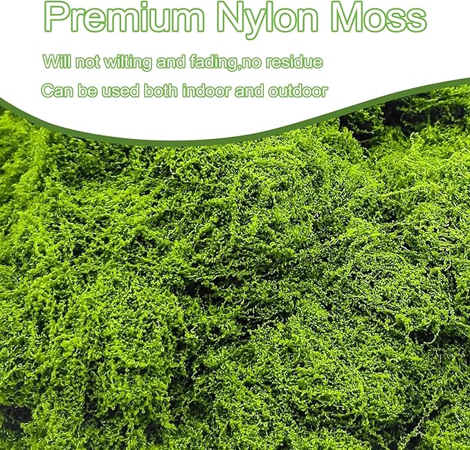 Fake Moss for Potted Plants,Green Moss for Crafts Artificial Floral Moss for Planters Green Moss Decor for DIY Table Centerpieces Faux Moss Filler for Indoor Outdoor Fairy Gardening Decor