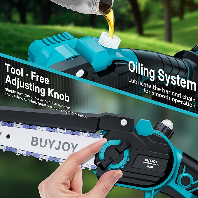 2-in-1 Electric Pole Saws for Tree Trimming, 6 Inch Mini Chainsaw Cordless with Extension Pole, 2 x 4000mAh Batteries,Battery Powered Pole Chain Saw, Tree Trimmer Limb Branch Cutter Pruner