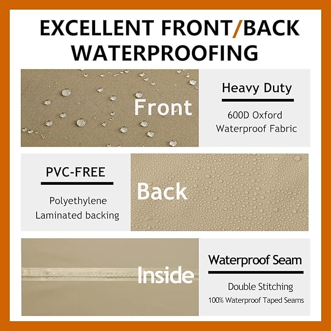 Heavy Duty Outdoor Sectional Sofa Cover, Waterproof 600D Patio Sectional Couch Covers, Lawn Patio Furniture Cover (Desert Khaki, 100"x130"(L-Shaped-Left Facing))