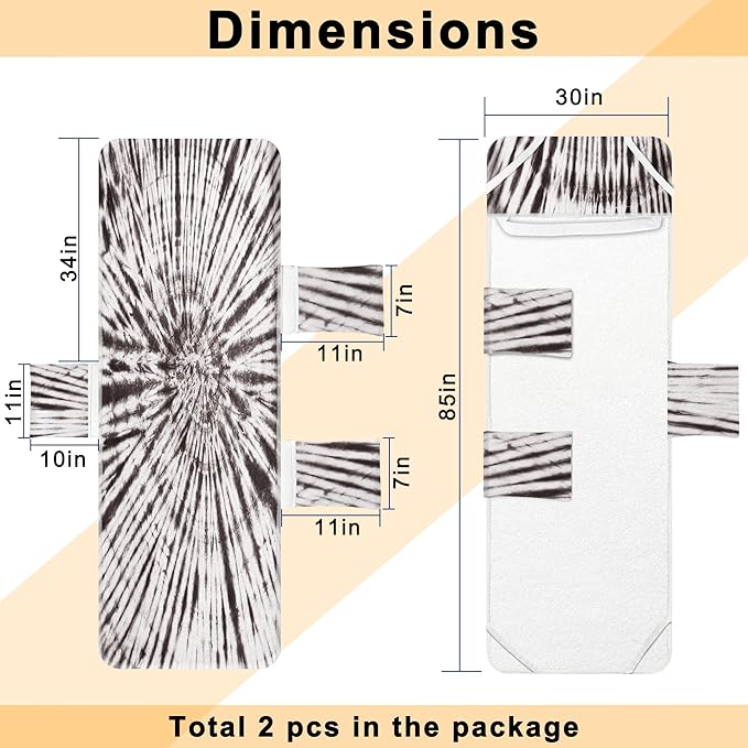 Lounge Chair Towel Cover (Pack of 2), Tie Dye Style Chaise Lounge Cover, Beach Chair Covers with Pockets for Pool Beach Garden Courtyard Outdoor Trips, 85 x30 in, Grey