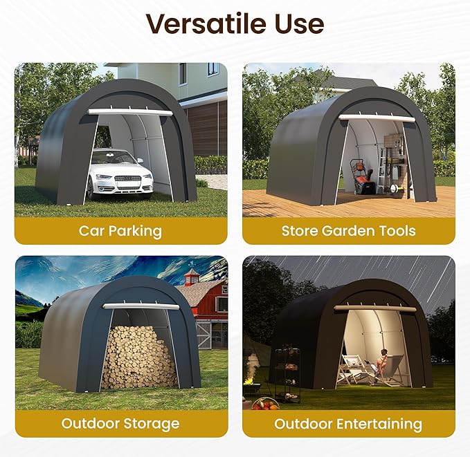 FansaFurn Heavy Duty Carport with 4 Cloth Bags, All-Weather Car Canopy with 2 Roll-up Doors, Portable Garage Storage Shelter Shed for Truck, Cars, or Garden Tools, 10' x 15'
