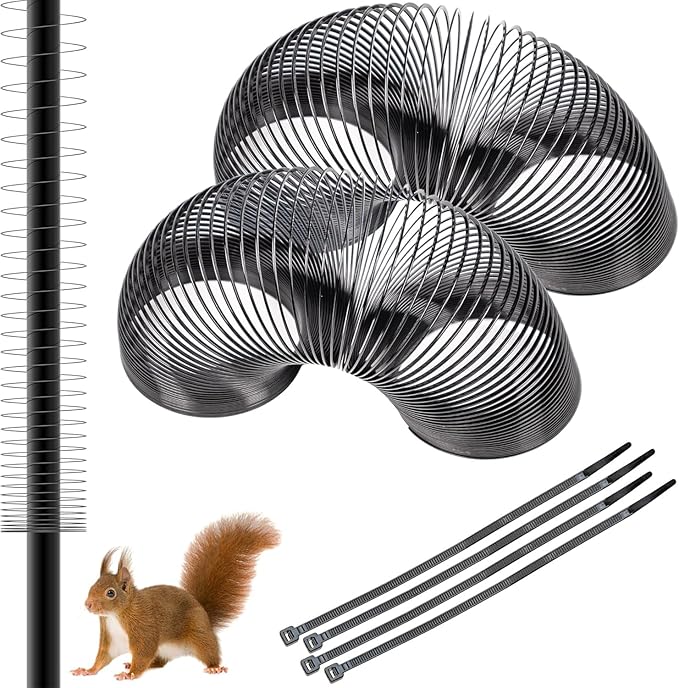 Deecam 2 PCS Squirrel Proof Spring Barrier Device, 2.3 Inch Metal Coil Guard for Bird Feeder Poles, Outdoor Hanging Bird Feeders and Bird House Accessories
