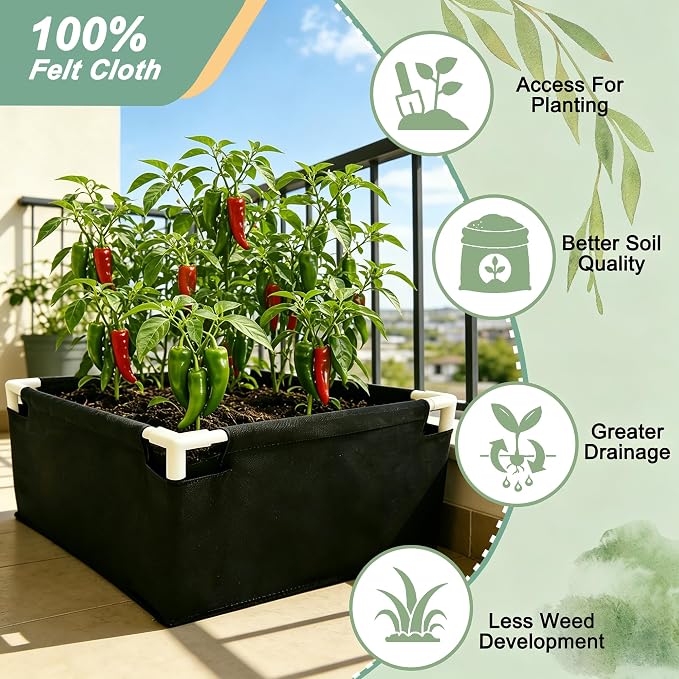 3 * 3FT Felt Garden Raised Bed with Plant Covers, No-Tool Growing Bed with Bug Insect Proof Mesh Plant Tents & Sun Shade, 3 Sizes Plant Protection System for Vegetables, Fruits & Flowers