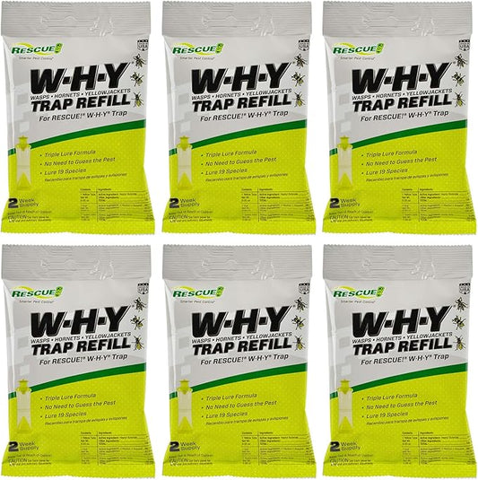 RESCUE! Non-Toxic Wasp, Hornet, Yellowjacket Trap (WHY Trap) Attractant Refill - 2 Week Refill - 6 Pack