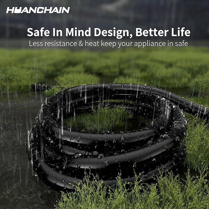HUANCHAIN 3 Prong 30 Amp Generator Cord 10 Feet Heavy Duty,NEMA L5-30P/L5-30R 10 Gauge 125V SJTW Green Lock Generator Extension Cord Waterproof, ETL Listed