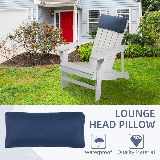 Chaise Lounge Head Pillow, 2 Pack Outdoor Patio Pillows with Adjustable Strap, Lounge Head Resting Pillow for Recliner Beach Pool Lounger Office Chair(Navy,Water Resistant)
