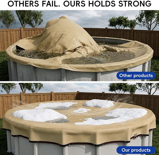 [Ultra-Thick] 18FT Pool Covers for Above Ground Pools, Easy Install Remove | [Upgrade] 195GSM Extra 4FT Overlap 17x17 Mesh, Heavy-Duty Winch, 500D Oxford UV & Tear Resistant,Reinforce Edge