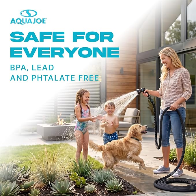 Aqua Joe FiberJacket Garden Hose, Lightweight and Kink-Resistant, Durable Fabric Hose with Metal Fittings, 600 PSI Max, 50' x 5/8" Diameter