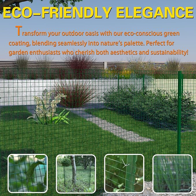 Hardware Cloth 1' 48in x 100ft Chicken Wire, Green Garden Fence, PVC Coated Metal Welded Wire Mesh for Preventing Snakes, Raccoons, Foxes, Poultry Netting