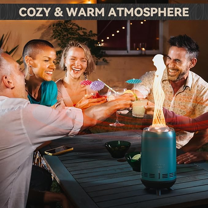 12" Tabletop Fireplace with Carrying Bag, Portable Fire Pit for Camping RV Tailgating Patio Backyard Bonfire, Smokeless Camp Stove, Stainless Steel, #FP054 Blue
