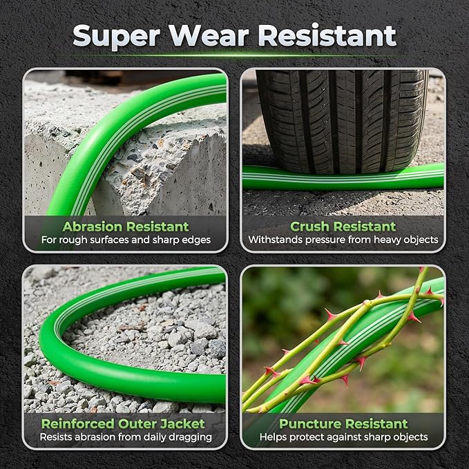 Garden Hose 100 FT, Flexible Rubber Hybrid Water Hose 5/8 Inch, Food-Grade Inner Layer, Kink-Resistant, Lightweight Outdoor Hose for Large Yard
