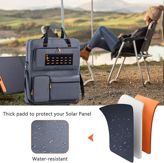 Travel Carrying Case Compatible with Jackery SolarSaga 100W 100X 200W - Solar Panel Storage Bag for 2 Battery Panels with Multiple Pocket