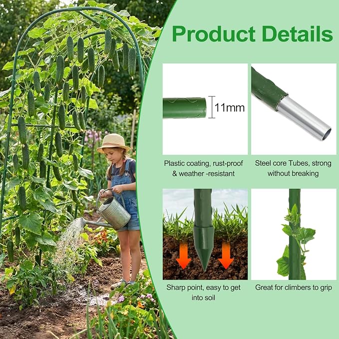 Cucumber Trellis for Raised Beds & Gardens - Sturdy Arch Trellis for Climbing Plants, Tomatoes, Peas & & Beans | Outdoor Vegetable Support for Vines (63" Lx30 W x47.2 H)
