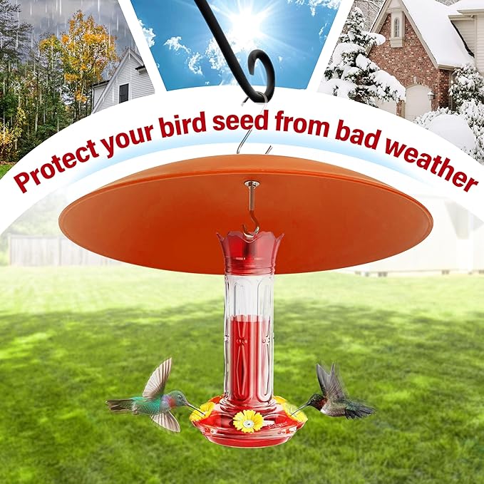 13" Hummingbird Feeder Shade Cover,Bird Feeder Dome Rain Cover,Smart Bird Feeders Umbrella,Squirrel Baffle for Shepherd's Hook Outdoors (Terracotta), 1 Pack