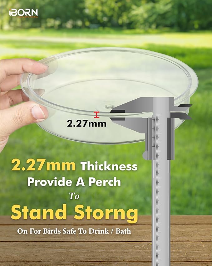 iBorn Bird Feeders Station Water Tray and Ring for 1” Pole Stand Station Outdoor Accessory for Humming Bird Feeders for Outside,5SECOND to Install,Fit for 1 Inch Pole,1 Inch Wooden Stick,1 Set