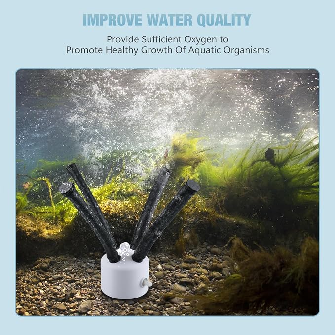 Holdly Pond Aerator Air Diffuser - Replaces Air Stone, Fish Pond Diffuser Self-Cleaning Not Easy to Clog, Pond Filtration Accessories Purify Water Quality Pond Aerator Diffuser