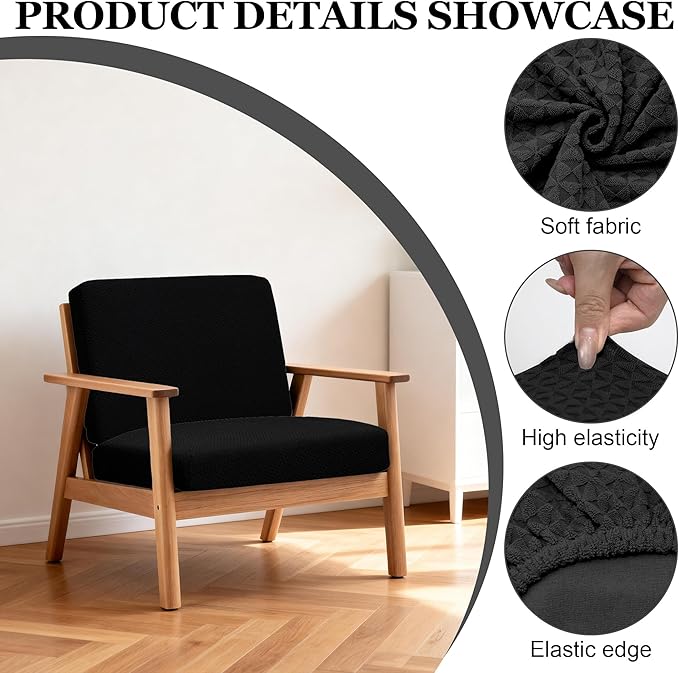 BIETYONE 4Pcs Patio Stretch Cushion Covers,Outdoor Sofa Replacement Cover Slipcovers for Patio Furniture Cushion Covers, Washable Reusable Furniture Protector