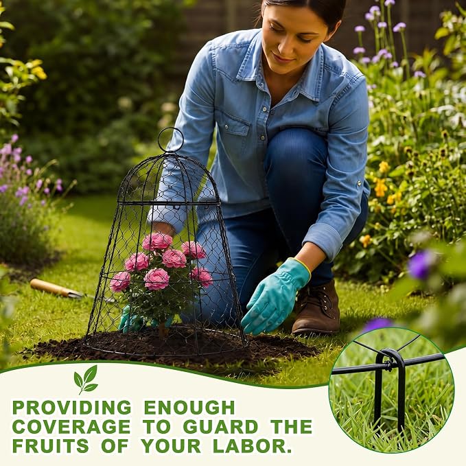 Sadnyy 12 Pack Garden Chicken Wire Cloche, 13" W X 15.7" H Plant Protectors and Covers, Wire Garden Cloches from Animals Metal Cage Plant Protection Strong and Not Easy to Deform