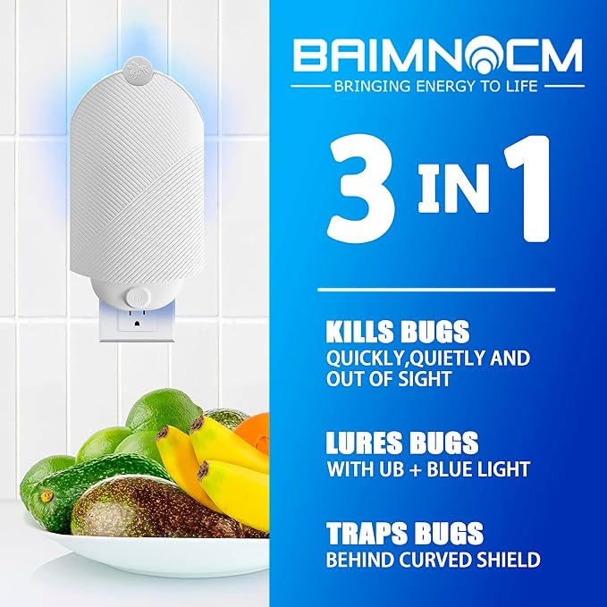 Flying Insect Trap for Indoor Use (2 Staters & 6 Refill Cartridges), UV Light Bug Catcher for Fruit Flies, Gnats & Small Flying Pests, Silent, No-Zap, Mess-Free