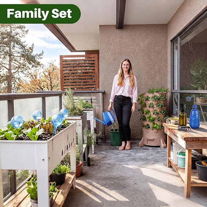 13 Pcs Indoor Plant Can Set, 1/2 Gallon Watering Can, 17 oz Squeeze Bottle, 6.8 oz Spray Bottle, 6 Self Watering Globes, Gardening Tool Kit with Pruning Scissors for Plants(Blue)