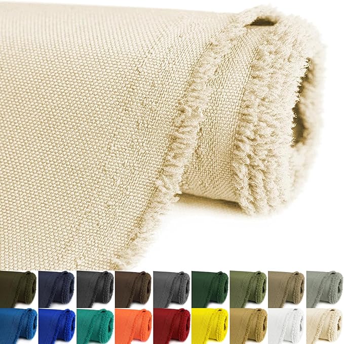 Waterproof Canvas Fabric by The Yard 58inch 600D Upholstery Material Polyester Fabric Outdoor Water Resistant Fabric for Sewing Chair Patio Cushion Purse Bag Interior, Pre Cut 1 Yard Ivory