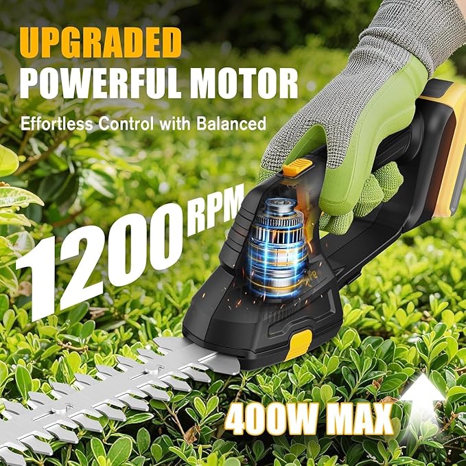 Cordless Hedge Trimmer Compatible with Dewalt MAX 20V Battery, 2 in 1 Handheld Electric Grass Trimmer/Bush Trimmer/Grass Shears for Yard, Garden, and Lawn Care, Powerful & Lightweight (Tool Only)