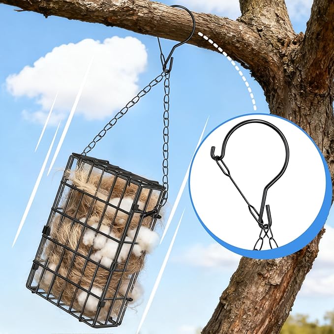 Reusable Metal Nest Material Holder, Metal Cage for Bird Nesting Supplies - Bird Nest Material Dispenser Holds Cotton, Twigs & Pet Fur (Capacity for 5 Bird Families)