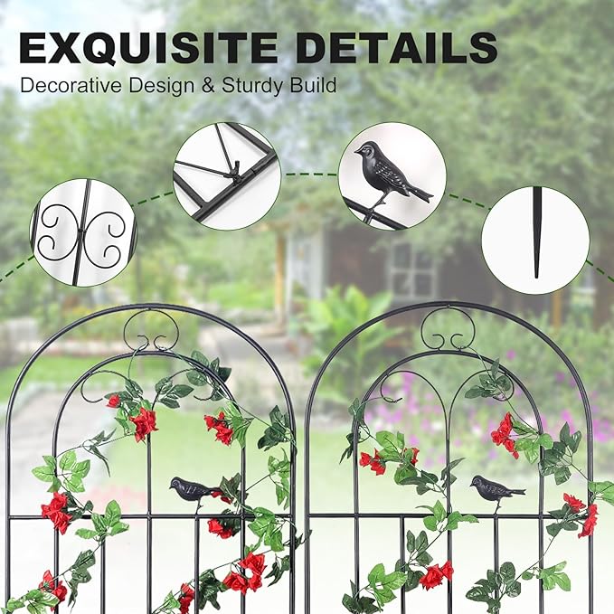 2 Pack 86.7" H x 19.7" W Metal Garden Trellis with Black Coating, Wire Lattice Grid Panel for Climbing Plants Outdoor Roses Vine Cucumbers Vegetables Flower Support (86.7" H, 2 Pack)