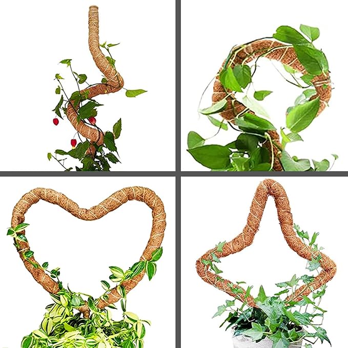 2 Pack 25" Moss Pole, Bendable Moss Pole for Plants Monstera, Moss Poles for Climbing Plants Indoor, Handmade Coco Coir Plant Pole Sticks Support Stakes for Potted Plants