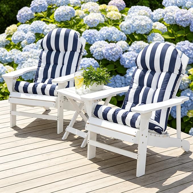 Enipate Weather Resistant Adirondack Chair Cushions Set of 2 High Back Indoor Outdoor Patio Tufted Lounge Cushion Seat Pads