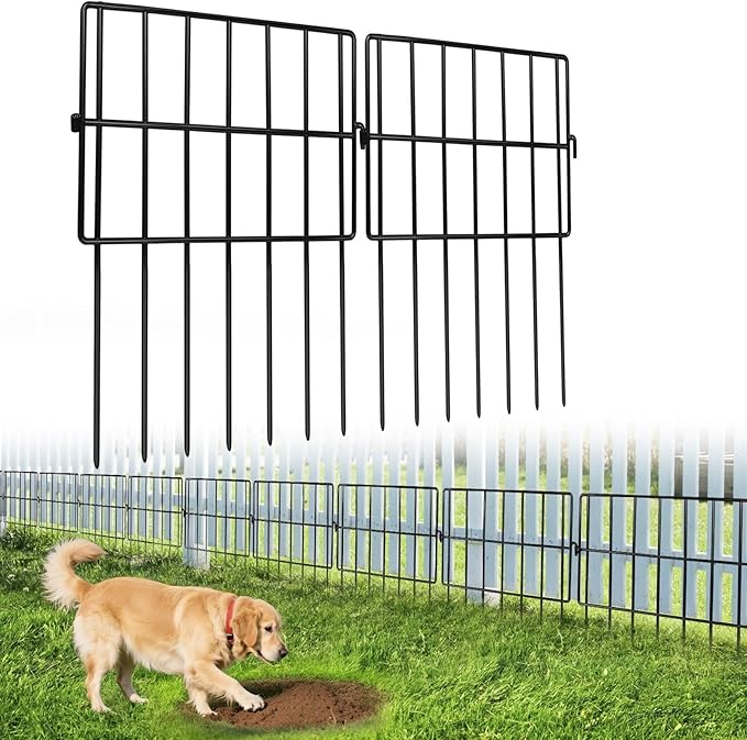 45 Pack Animal Barrier Fence, 45ft(L) x 13in(H) No Dig Fence for Dogs, 1.2in Gaps Anti Digging Fence for Dogs, Rustproof Metal Garden Fence Animal Barrier for Flower Beds & Patio