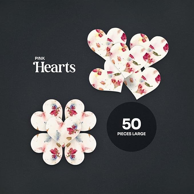 50pcs Large Pink Heart Seed Paper – Writable & Plantable Wildflower, Mom's Gift for Mother’s Day, Use for Wedding, Baby Shower, Heart Party Favors & Easter Decorations