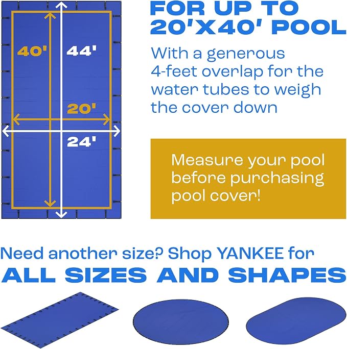 Yankee Pool Cover for 20x40 ft Rectangular Pool: Extra Thick & Durable | Sapphire Series of Premium Cold- and UV-Resistant In-Ground Pool Protection