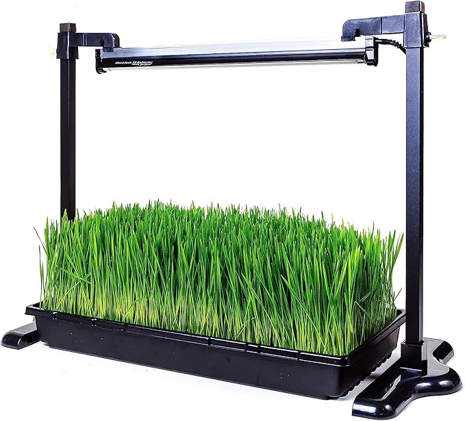 SunBlaster Universal Powder-Coated Aluminum Adjustable Lighting Stand with Heavy-Duty Plant Growing Tray, Fits All Size T5 Light Strips