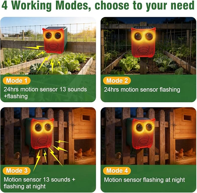 ChunHee Solar Motion Sensor Alarm Outdoor Dog Barking Alarm with 129dB Loud Alarm & PIR Motion Detection, IP65 Weatherproof Motion Activated for Deer, Coyote,Raccoons, Bears 2PCS