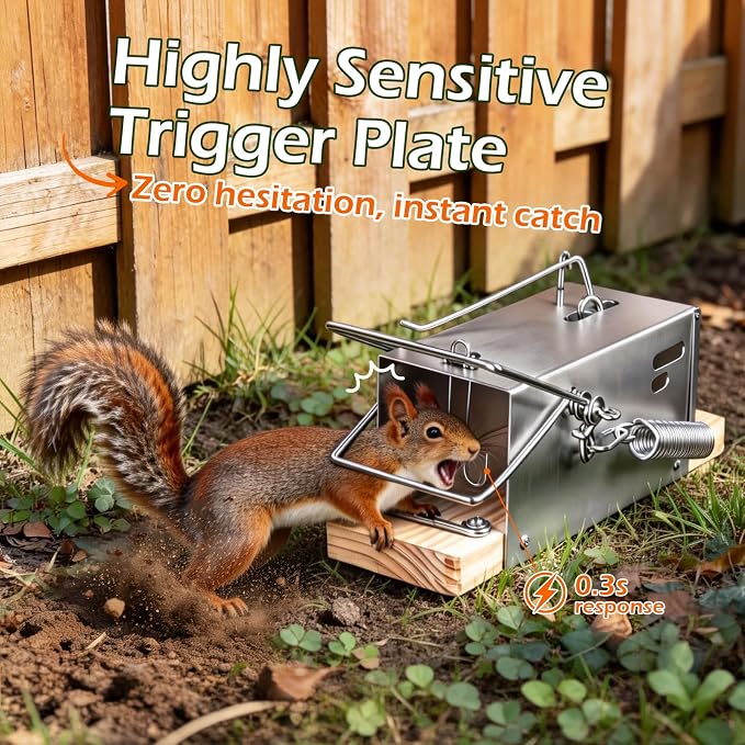 Squirrel Traps, Outdoor Heavy-Duty Squirrel Traps, Rodent Trap for Patios, Squirrel Trap for Outdoor Use, Garden Use-1 Pack