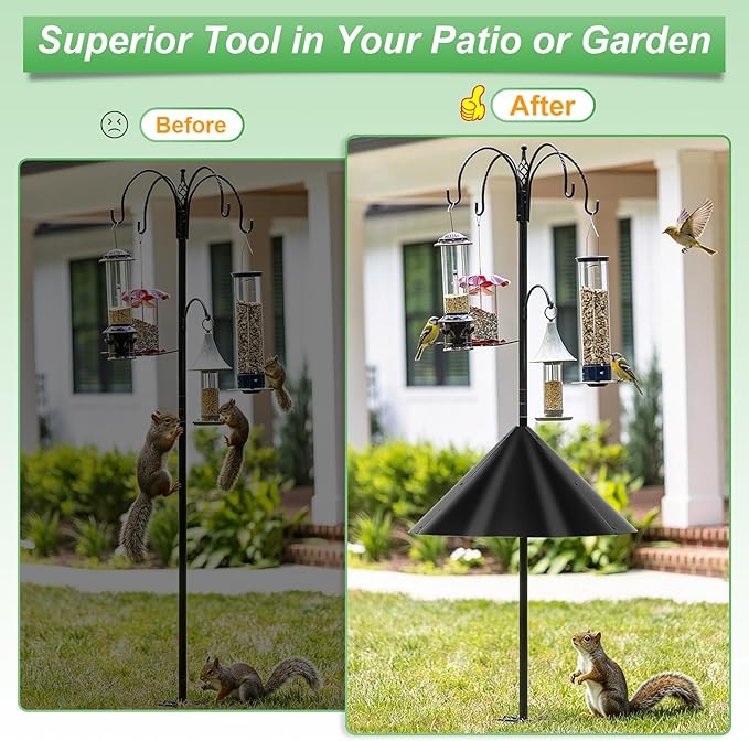 Metal Squirrel Baffle for Bird Feeder Pole, Squirrel Cone for Bird Feeder Pole, Outdoor Squirrel Guard for Bird Feeder Poles, Shepherd’s Hook, Outside Hanging Feeder, Heavy Duty, 1 Pack