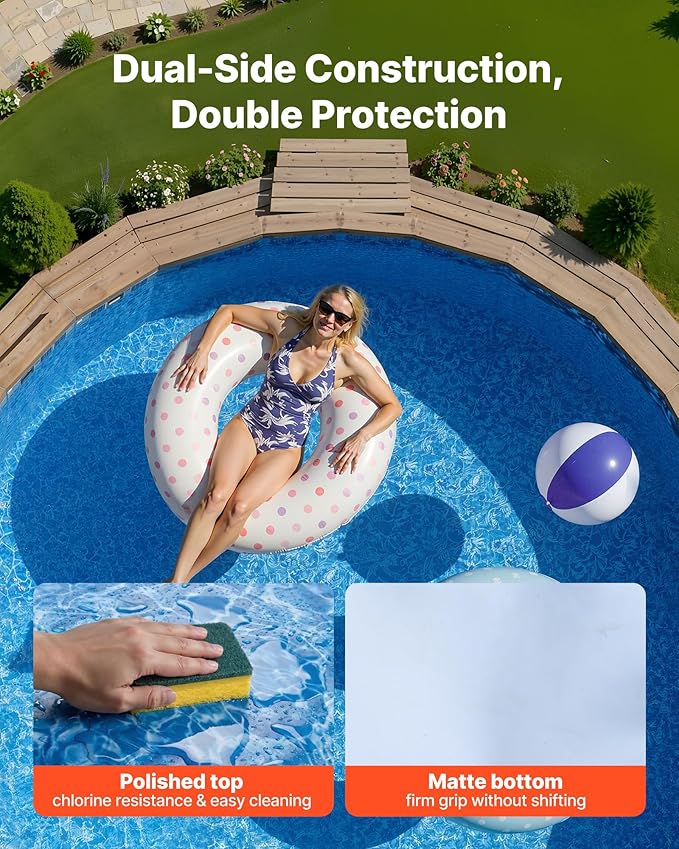 VEVOR 18-ft Round Above Ground Pool Liner, Overlap Pool Liners, Thickend Upgraded Gauge Vinyl, 48-to-54inch Wall Height, Designed for Steel Sided Above-Ground Swimming Pools
