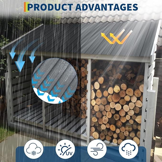 GarveeLife 20Pcs Metal Roofing Panels for Carport, Heavy Duty Metal Carport Kits, Galvanized Steel Corrugated Panels, for Patio Outdoor Garden, 60.63 in x 16.8 in