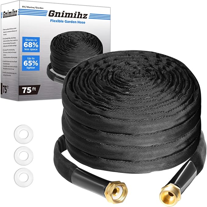 Garden Hose 75 ft, Made of TPE (BetterThan PVC/Hybrid Polymer), Lightweight yet Durable Water Hose with Ergonomic Grip, Drinking Water Safe Material, All-Weather, 3/4" GHT Fittings