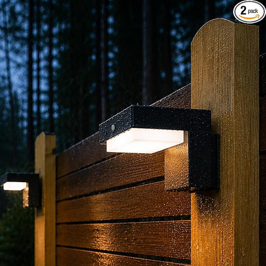 Square Solar Wall Lights - Solar Powered Wall Lamps - LED Lights - PIR Sensor & Two Lighting Modes - Rechargeable Battery Lasts Up to 55 Hours - 3000K - IP44 Weather Resistant - 2 Pack
